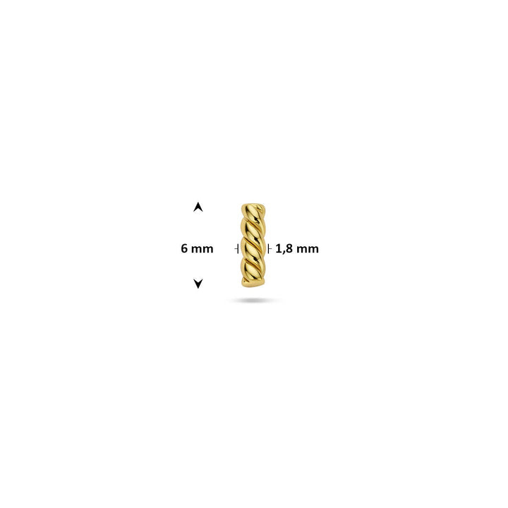 Verguld 925 zilveren flat back piercing met gedraaid balkje