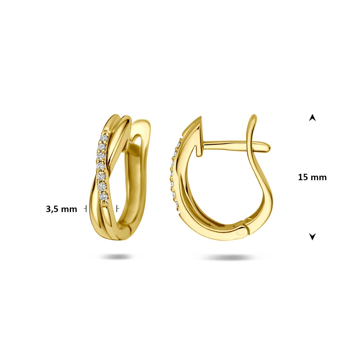 14k Gelbgold Klappcreolen mit im Labor gezüchtetem Diamanten