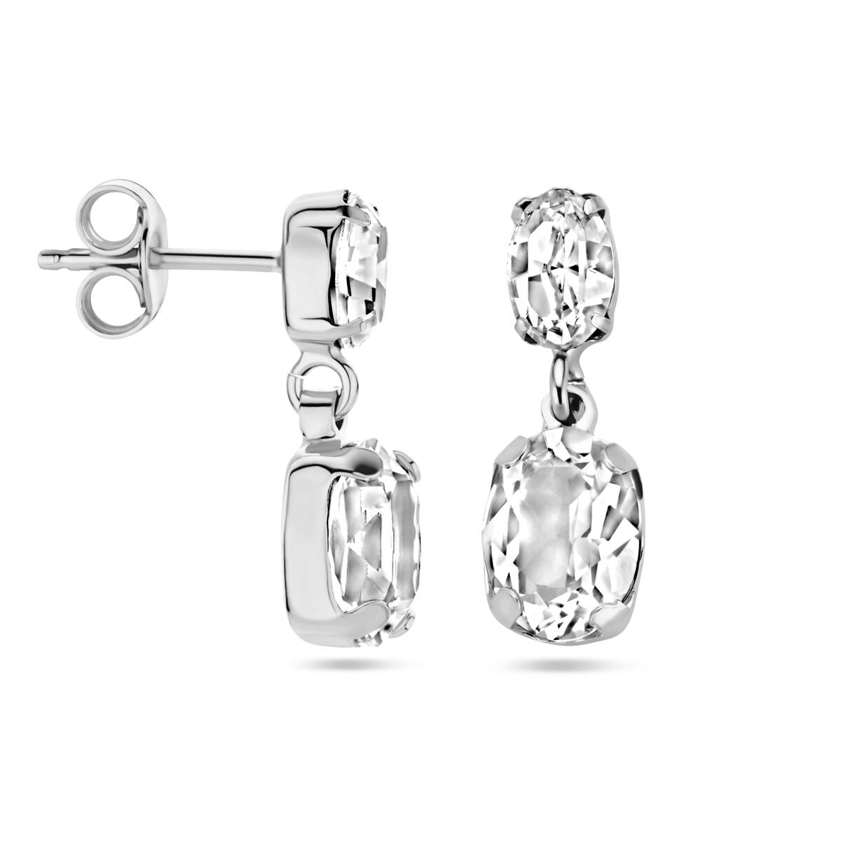 Rhodinierte Silberohrringe mit Swarovski Kristall