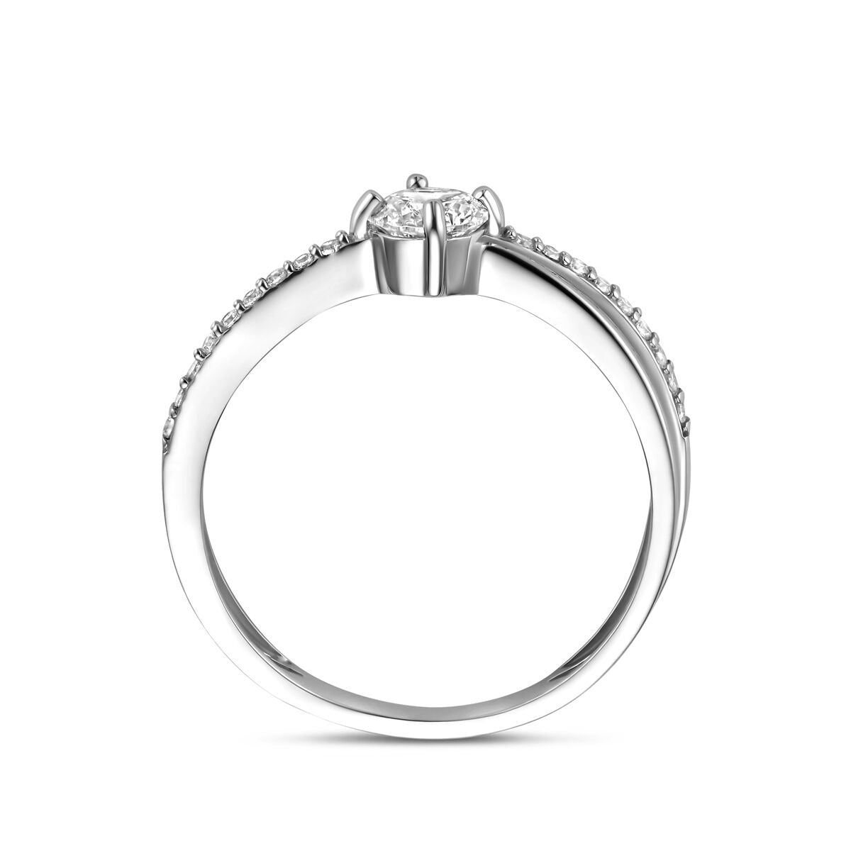 Rhodinierter Silberring mit Zirkonia in Entourage-Fassung