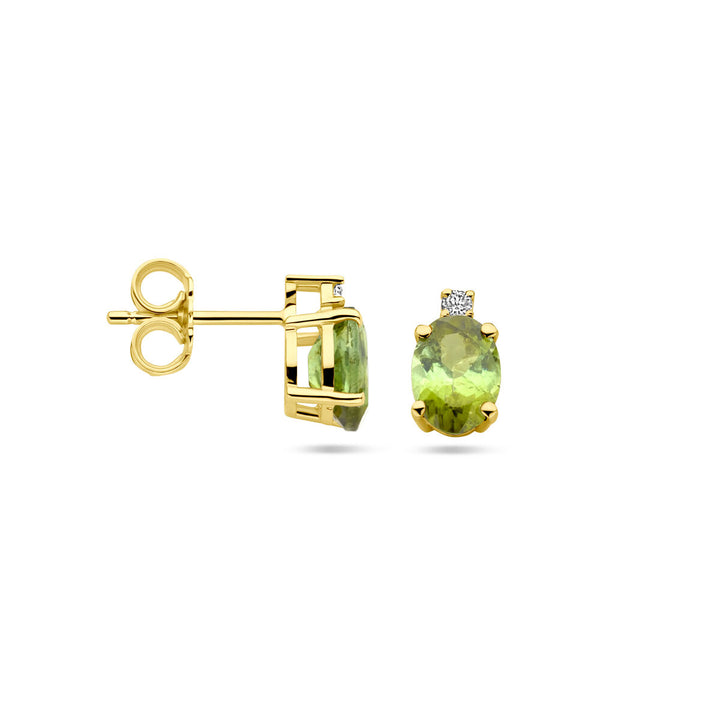 Ohrstecker Turmalin und Diamant 0,04 ct (2x 0,02 ct) h si 14K Gelbgold