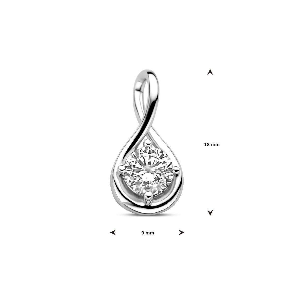 Rhodinierter Silberanhänger mit brillantgeschliffenem Zirkonia