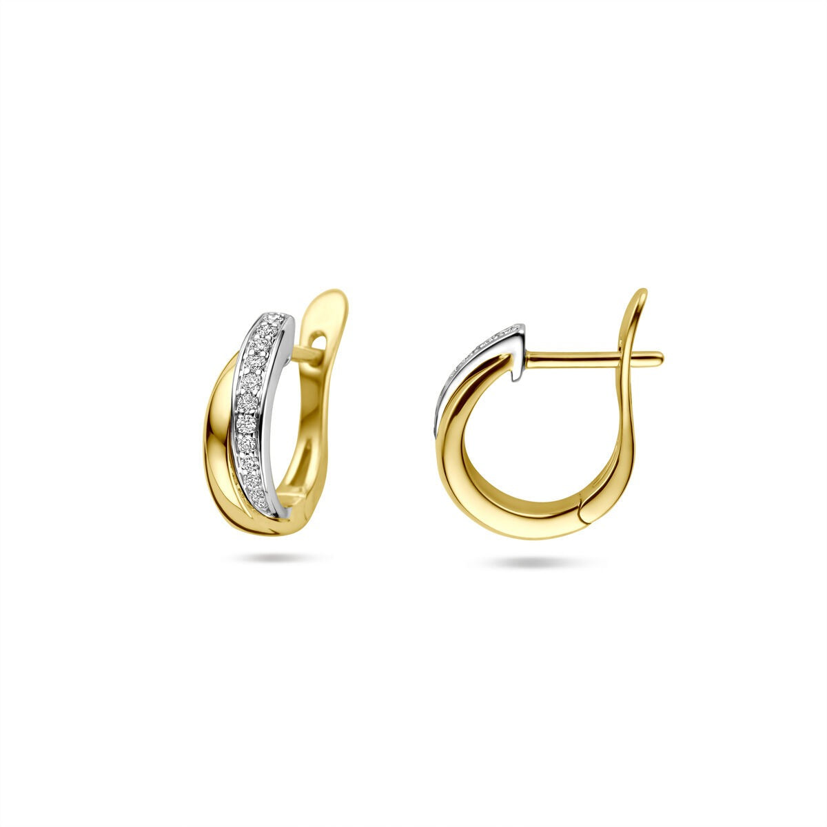 14 Karat Bicolor Gold Klappcreolen mit Diamant