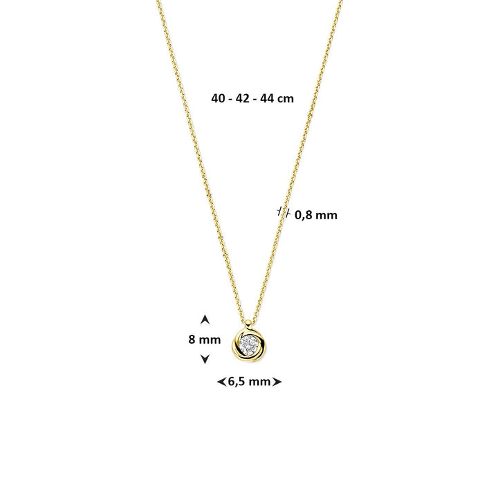 Gouden Collier 14k met Zirkonia – Jasseron Schakel