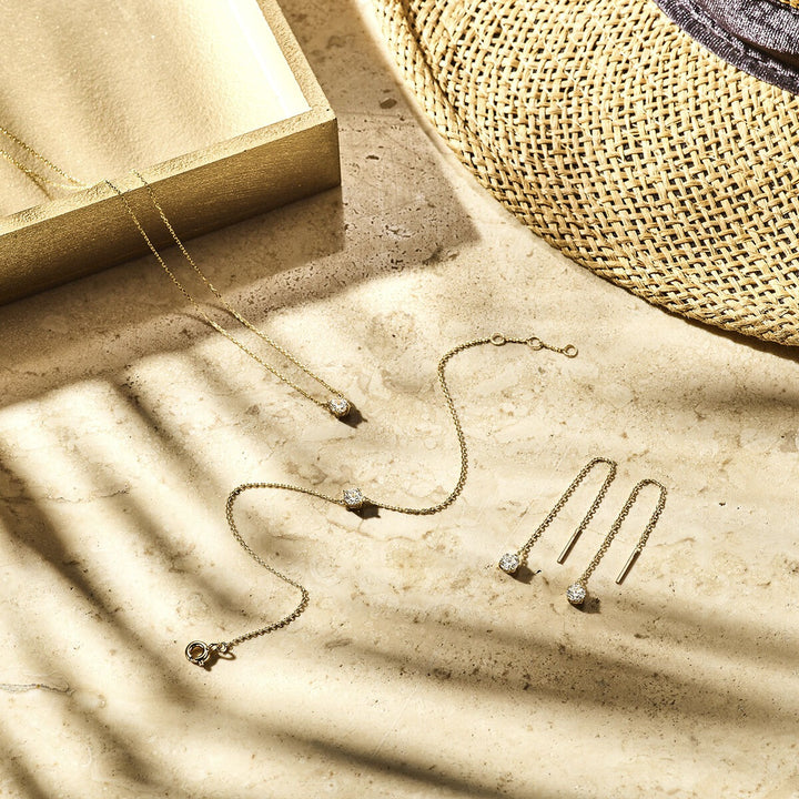 Zirkonia-Halskette 40 - 42 - 44 cm 14K Gelbgold
