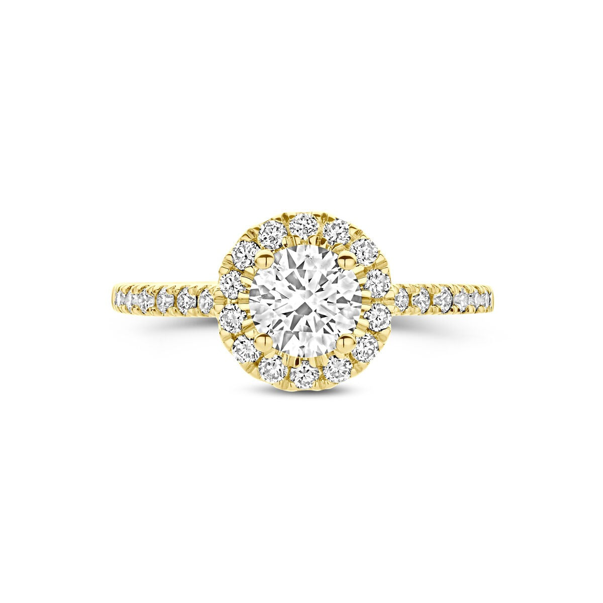 14 Karat Gelbgoldring mit im Labor gezüchtetem Diamant 1.10ct