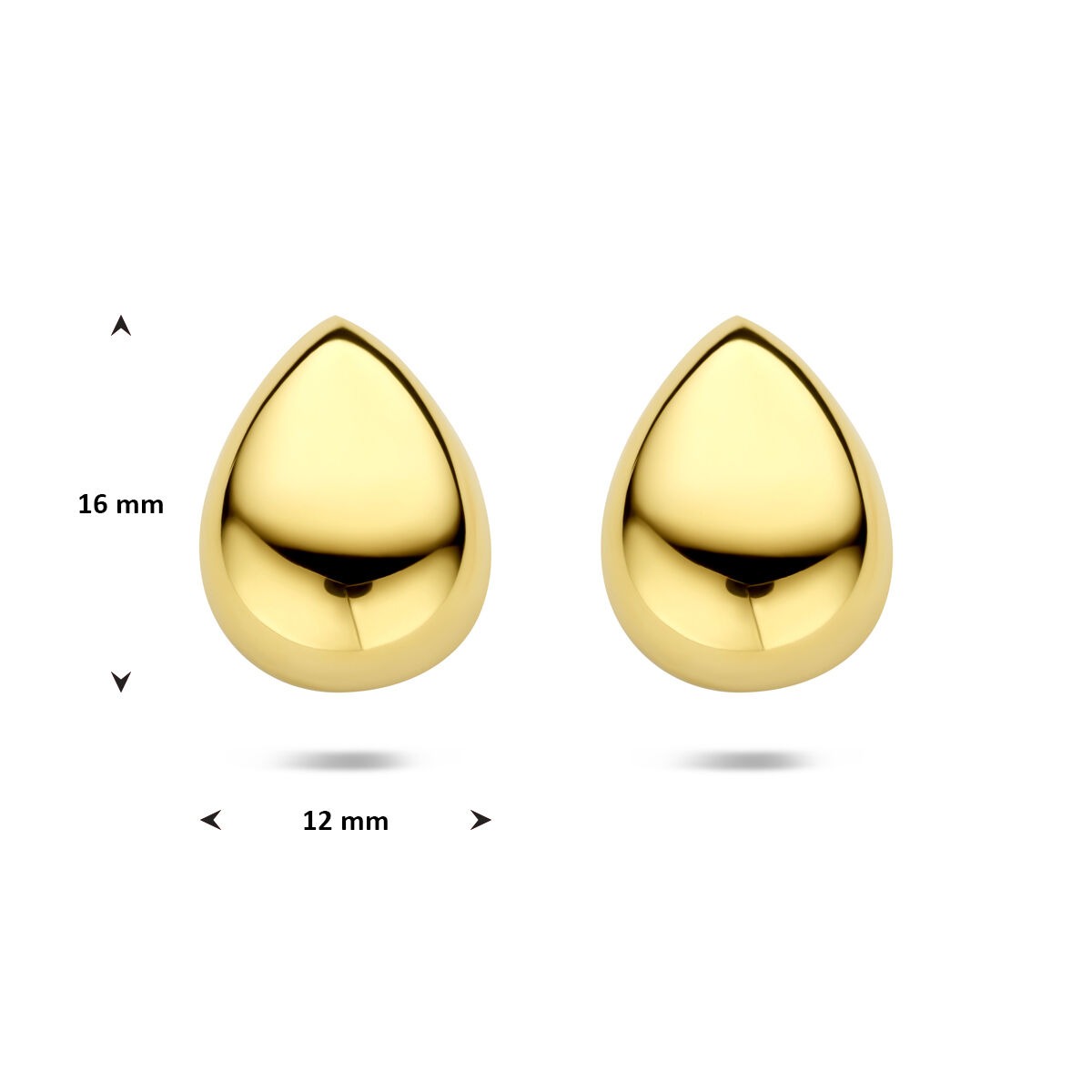 Vergoldete silberne Ohrstecker Tropfen – fließende Form in goldenem Glanz