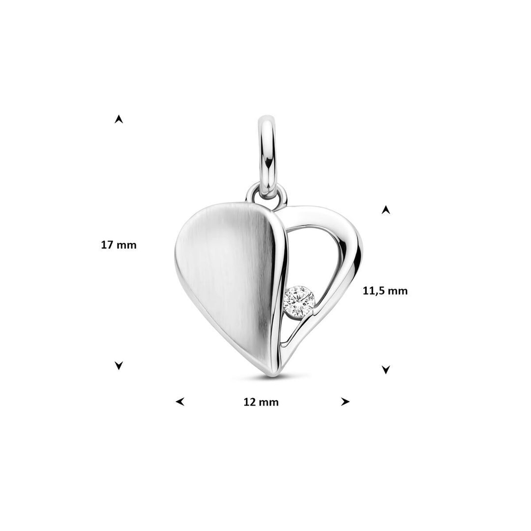 Zilveren hanger met hart en zirkonia – gerhodineerd 925