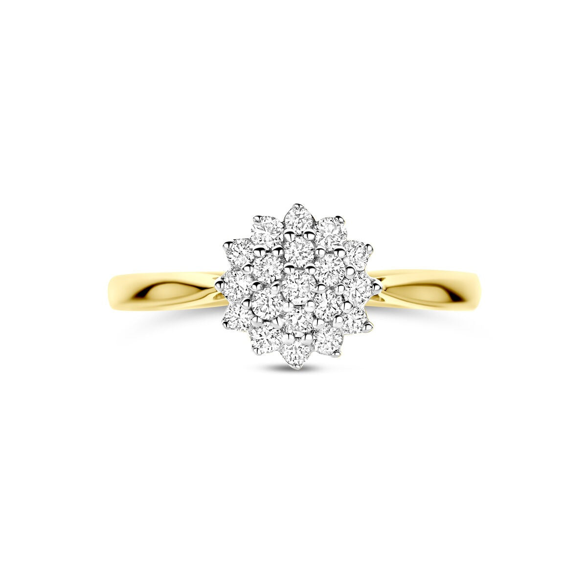 14k Bicolor Gelb- und Weißgoldring mit 0.33ct Labordiamant