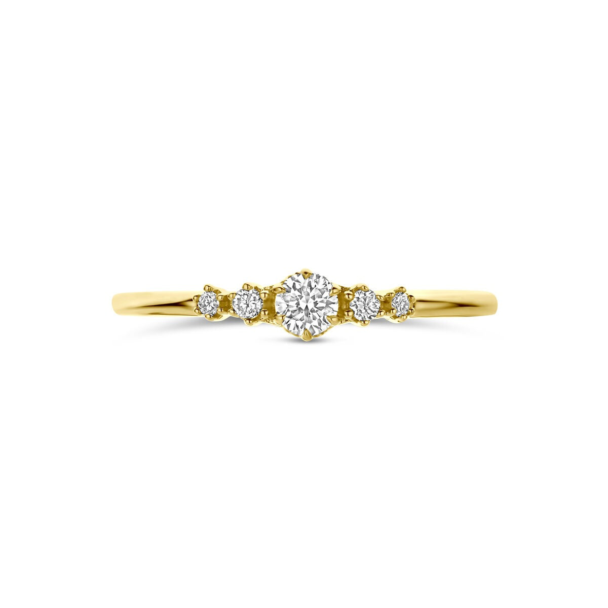 14 K Gelbgoldring mit im Labor gezüchtetem Diamanten