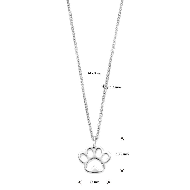 Hundepfoten-Halskette 36 + 3 cm Silber rhodiniert