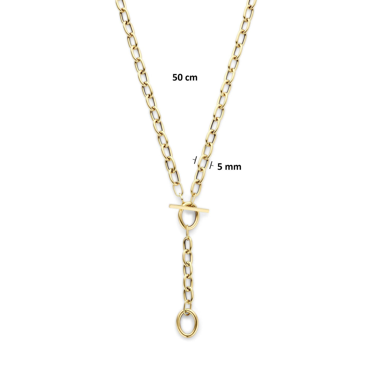 14k Geelgouden Y-collier met ankerschakel