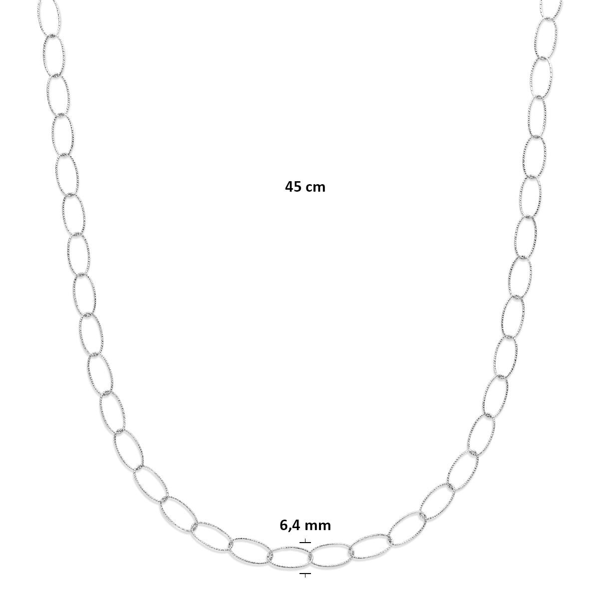 Damenhalskette Silber rhodiniert Ankerkette 6,4 mm 45 cm
