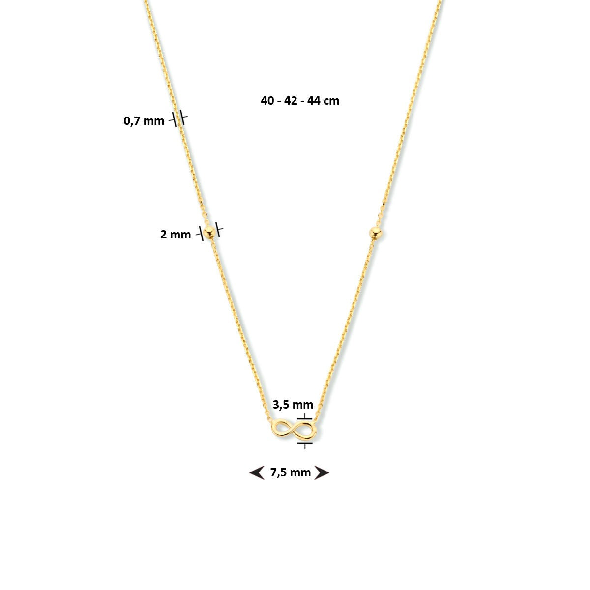 9 Karat Gelbgold Collier mit Unendlichkeitsanhänger