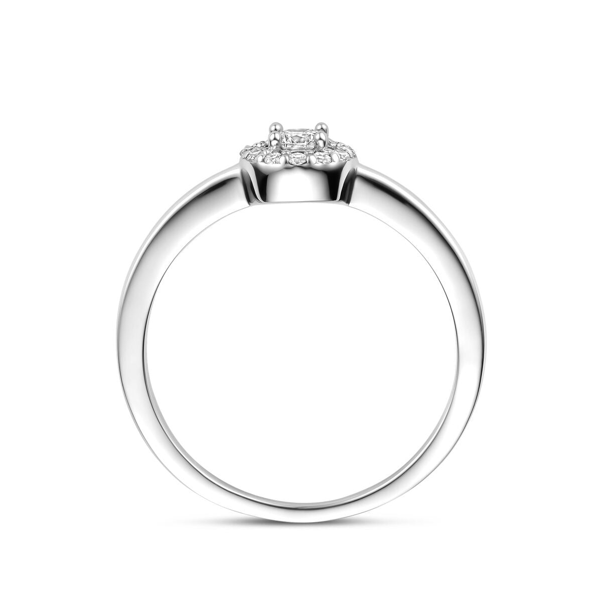 Rhodinierter Solitärring aus Silber mit Zirkonia