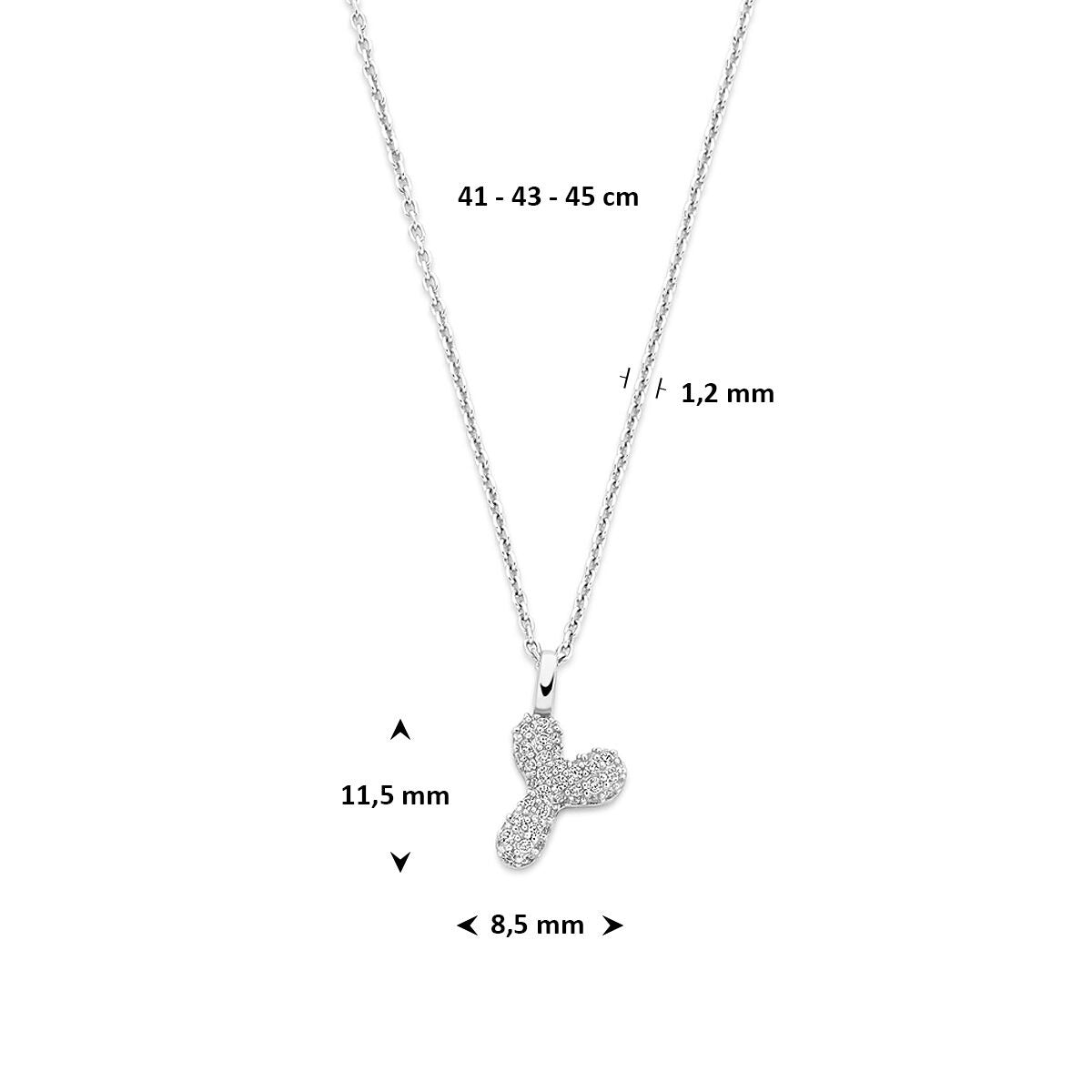 Rhodiniertes 925er Silbercollier mit Buchstaben und Zirkonia
