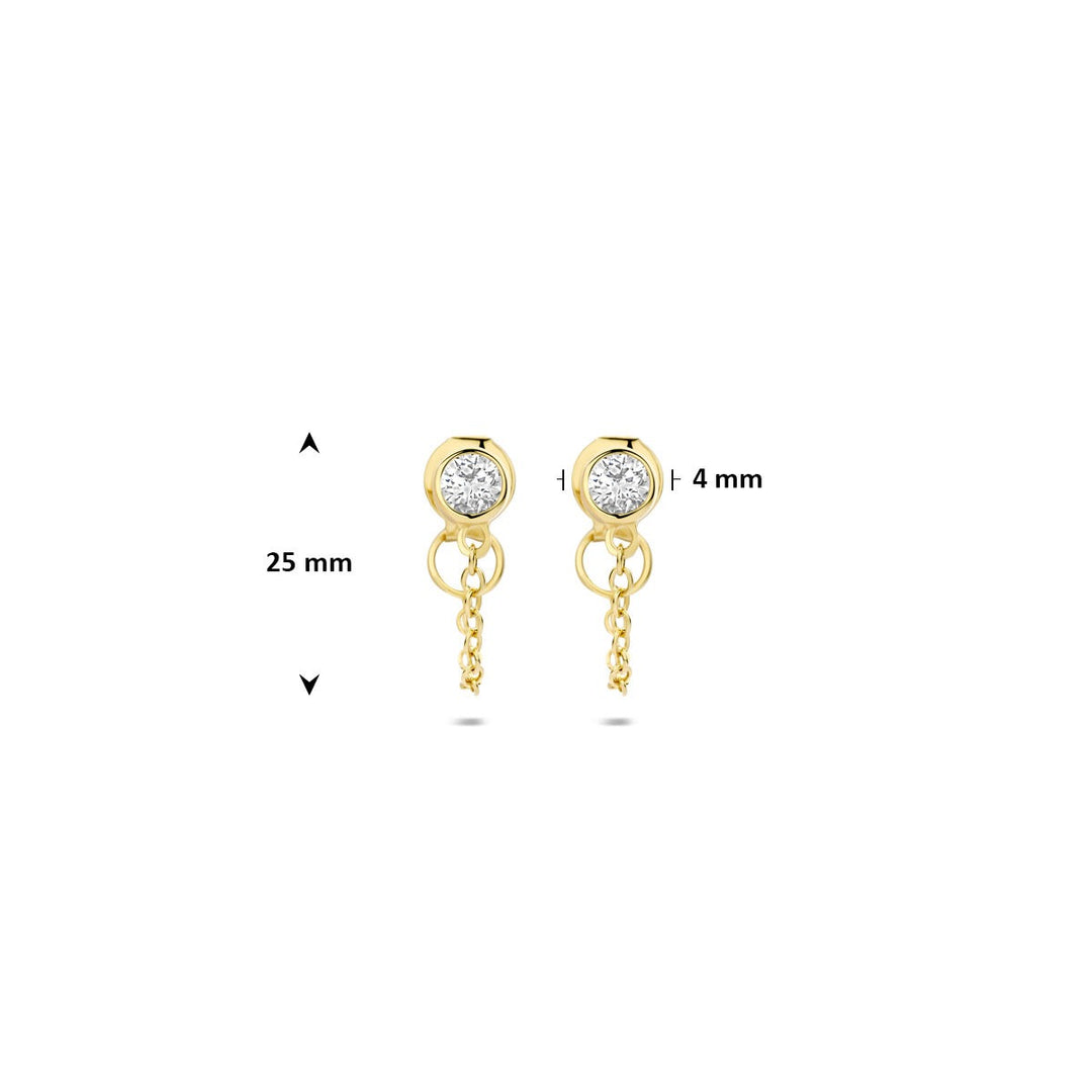 Verguld zilveren oorhangers met zirkonia – 925 zilver
