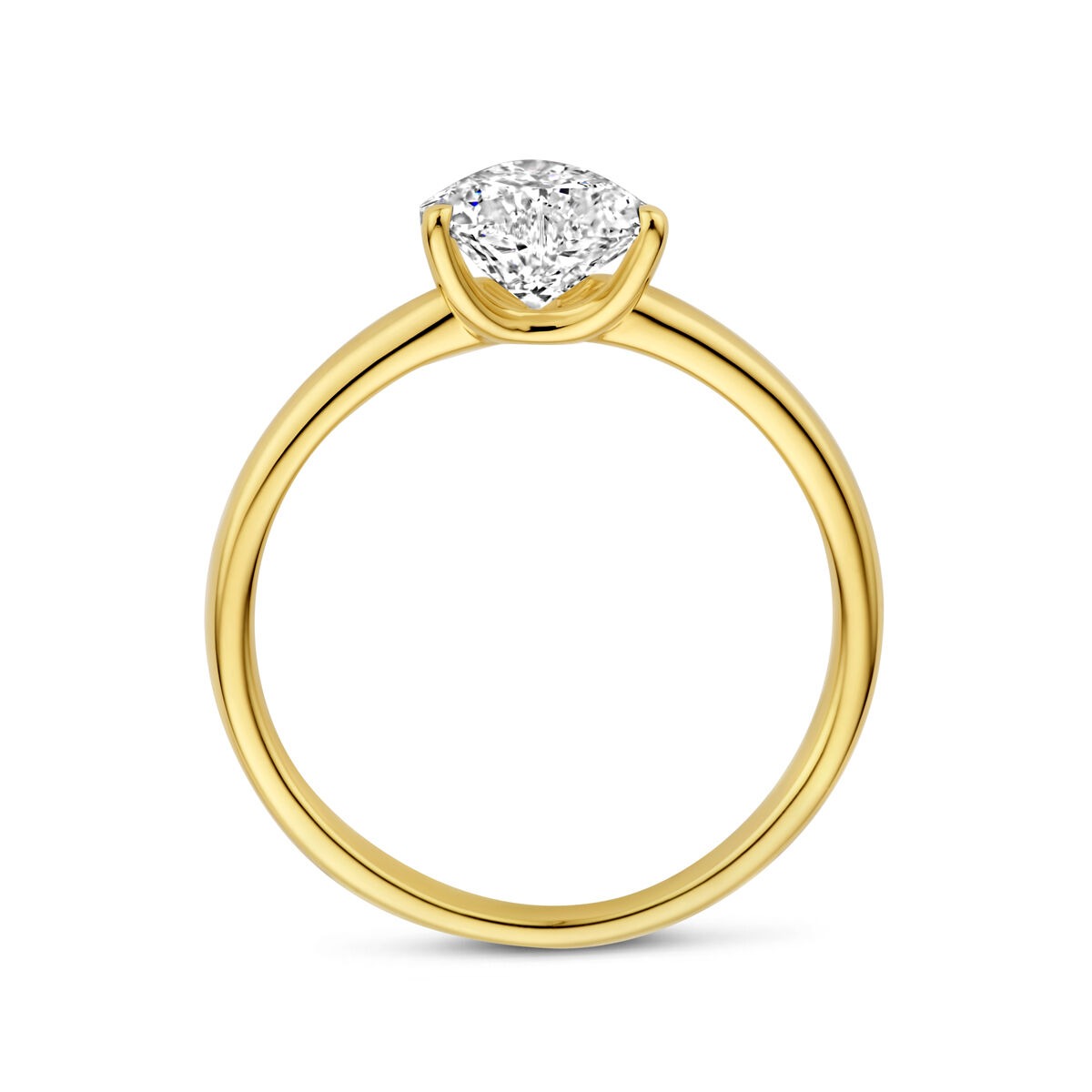14k Gelbgoldring mit herzförmigem, im Labor gezüchtetem Diamanten 1.00ct