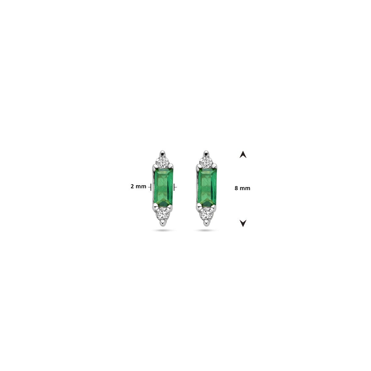 Damen-Ohrstecker aus Silber mit grünen und weißen Zirkonia – rhodiniert 8 mm