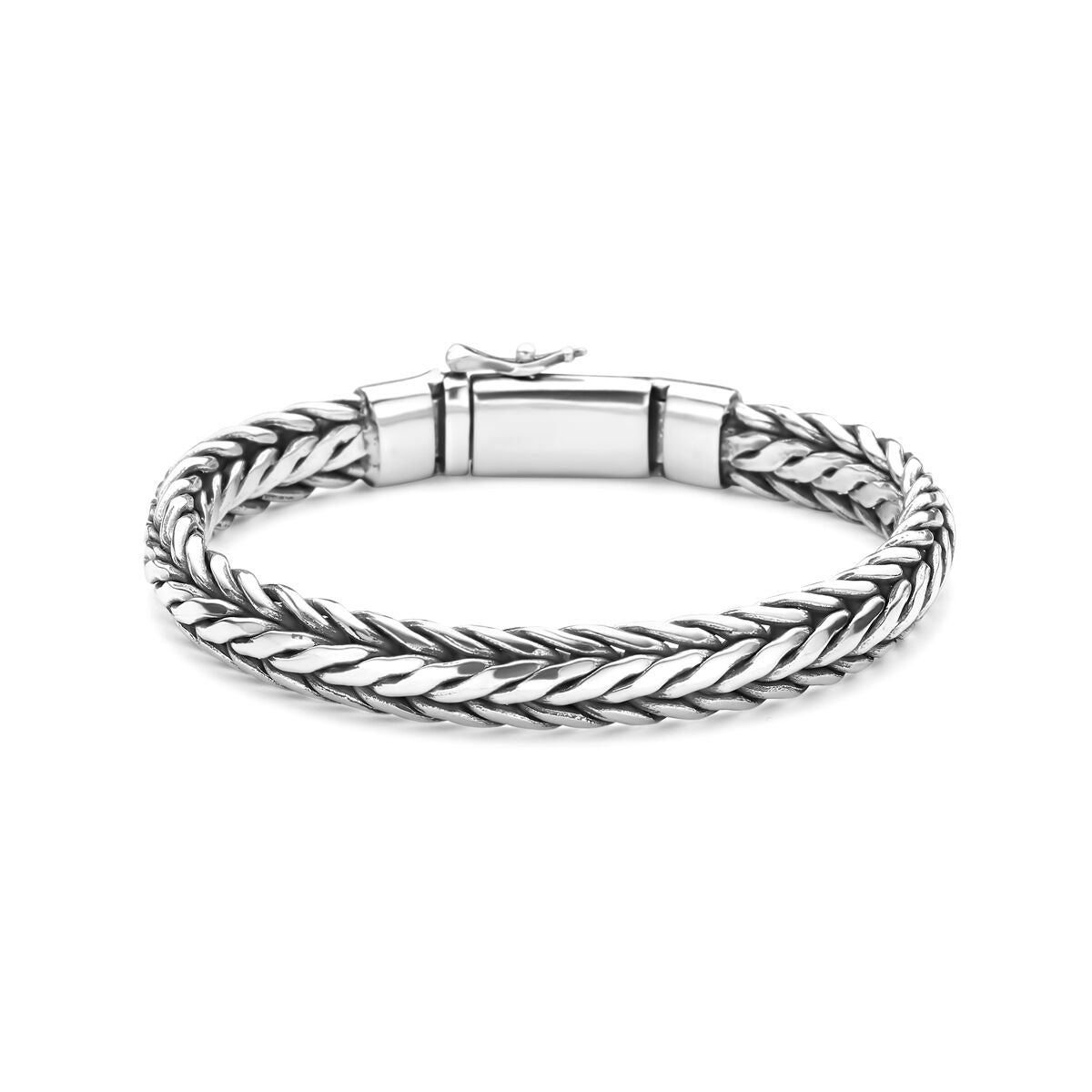 Oxidiertes Silberarmband für Herren – Fuchsschwanzkette 9 mm