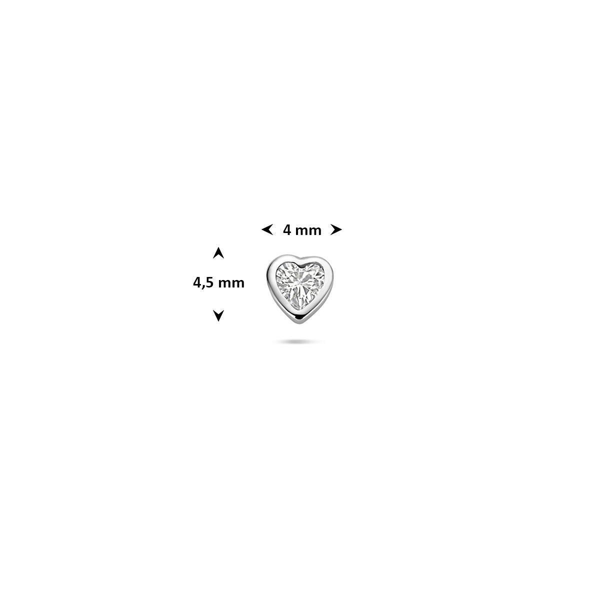 Silberner Flat Back Piercing Herz mit Zirkonia – rhodiniert 925