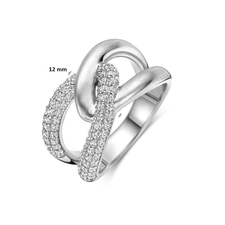 Rhodinierter Ring aus 925er Silber mit Zirkonia-Pavé