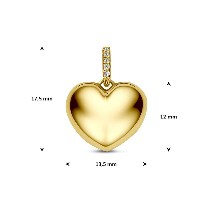 14k Geelgouden hart hanger met diamant