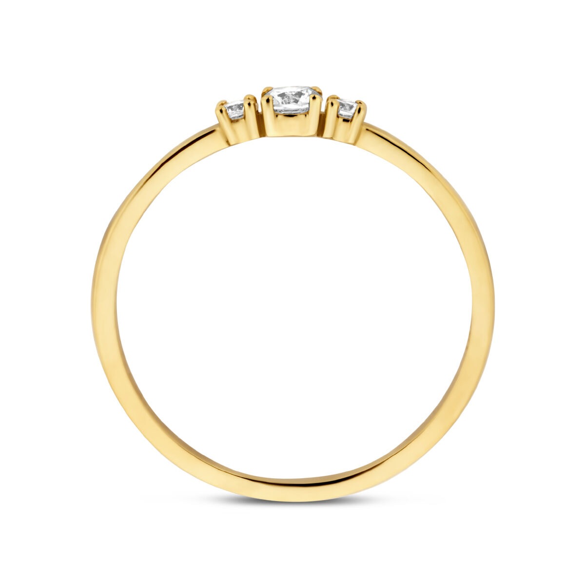 9k Gelbgold-Damenring mit Zirkonia-Reihe
