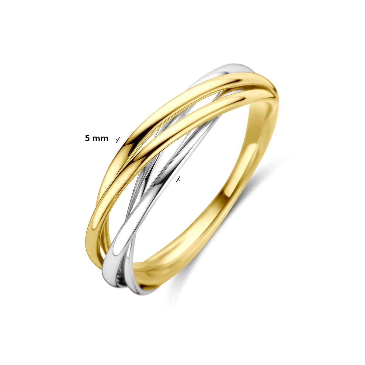 14k Bicolor Damenring Gelb- und Weißgold 5mm breit