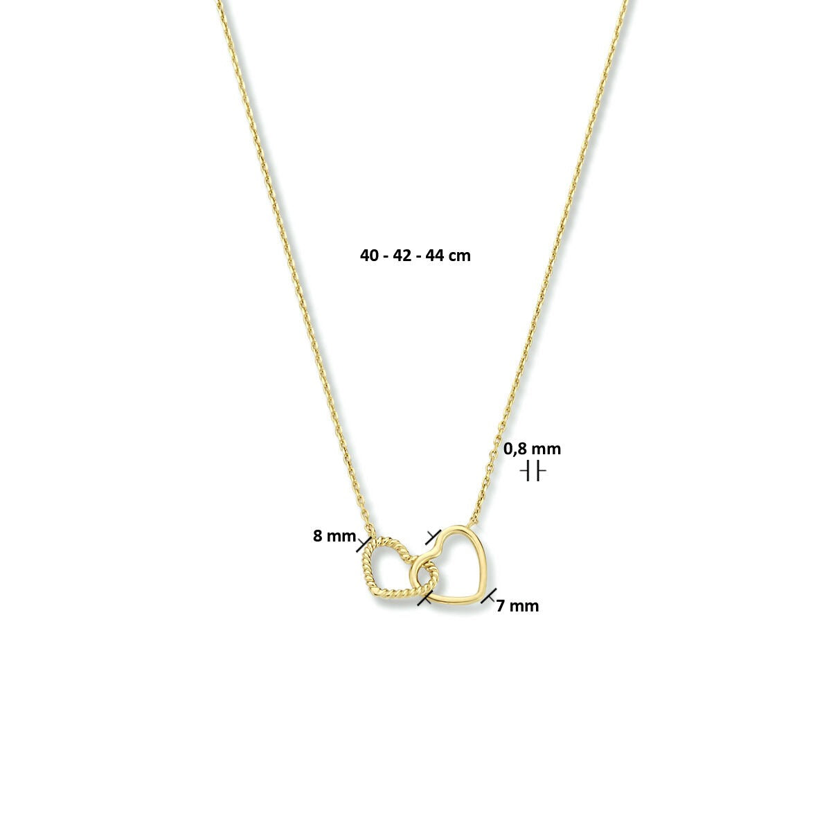 9k Gelbgold-Halskette mit zwei Herzen