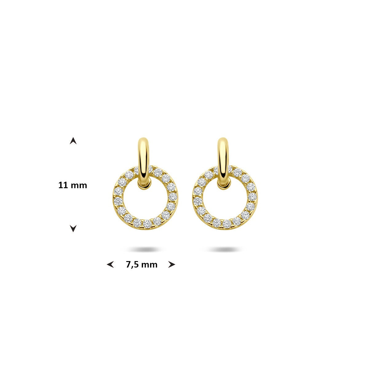 Goldohrringe 14k mit Zirkonia – Pavé-Fassung