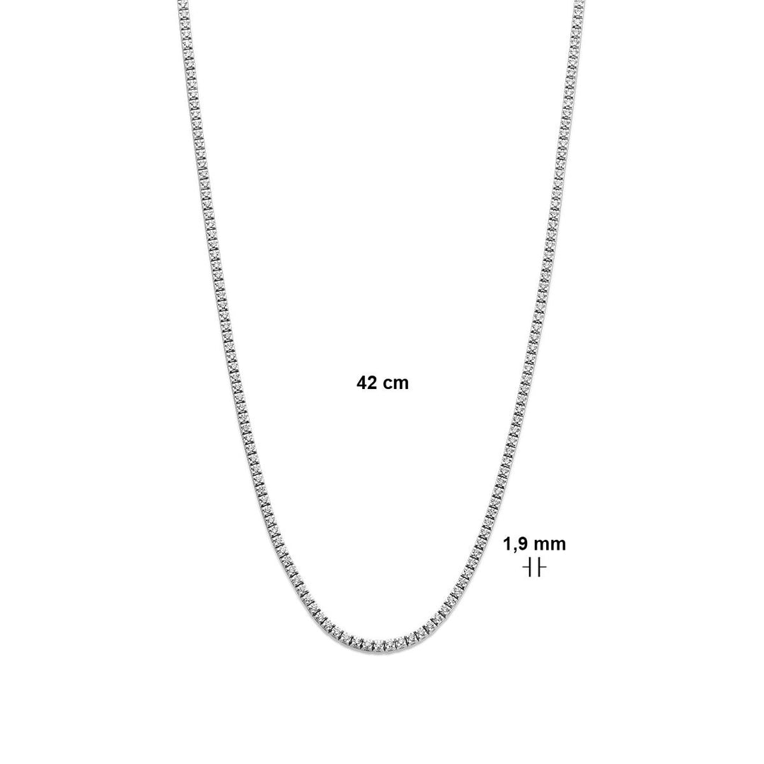 Tennis-Halskette, Lab-Grown-Diamant, 2,00 ct g, Si 1,9 mm, 42 cm, 14 K Weißgold