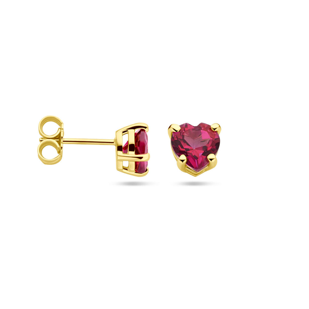Ohrstecker Herz rosa Topas 14K Gelbgold