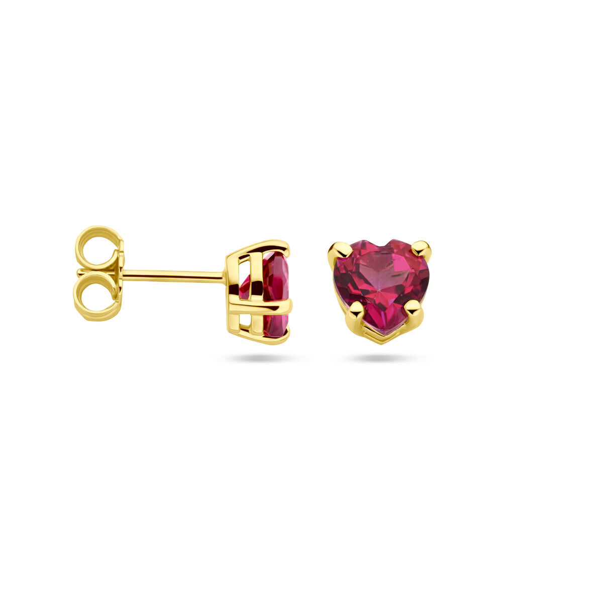 14 Karat Gelbgold Ohrstecker mit rosa Herz-Topas