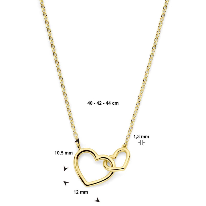 Halskette Herzen 40 - 42 - 44 cm 14K Gelbgold