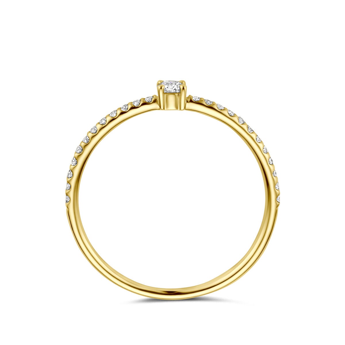 14k Gelbgold Damenring mit Diamant – Solitärfassung