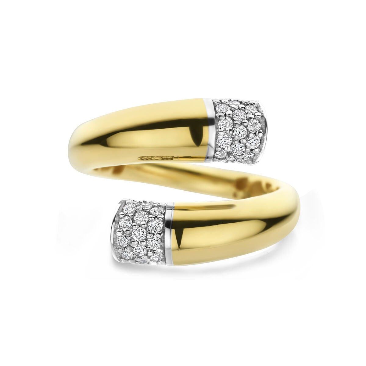 Damenring aus 14 Karat Bicolor mit Diamant – 16 mm breit