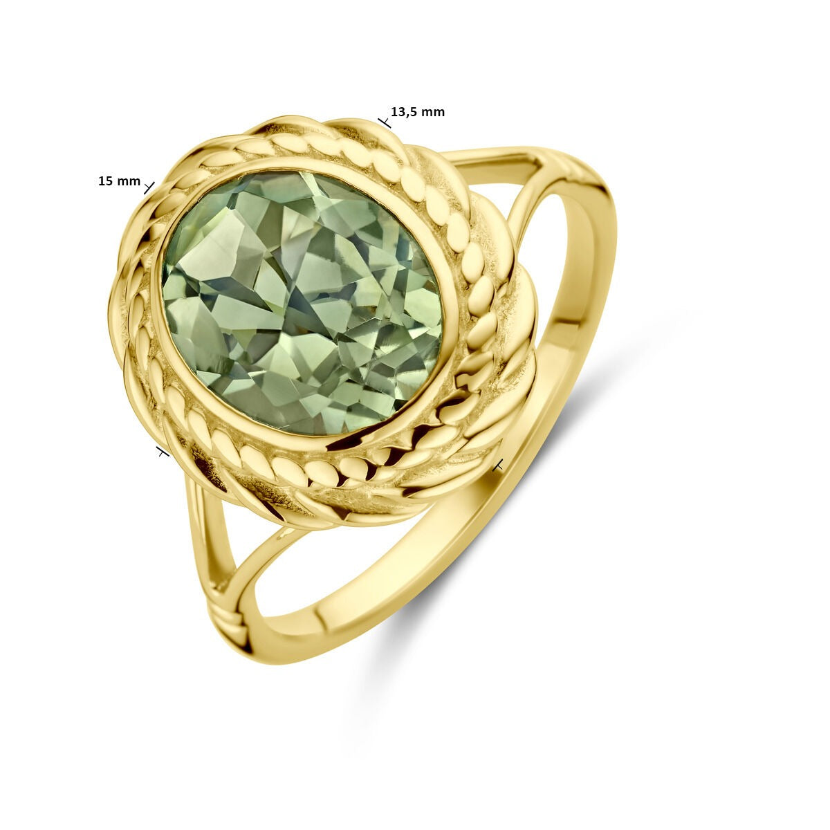 Goldring 14k mit grünem Amethyst – Entourage-Fassung