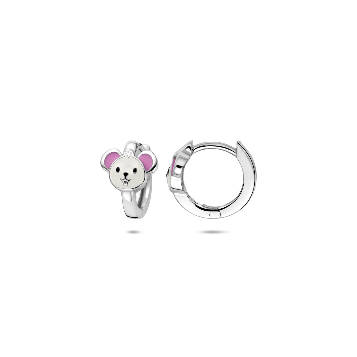 Ohrringe für Kinder, Klappbügel, Sterlingsilber, mit Emaille-Maus – 10 x 8 mm