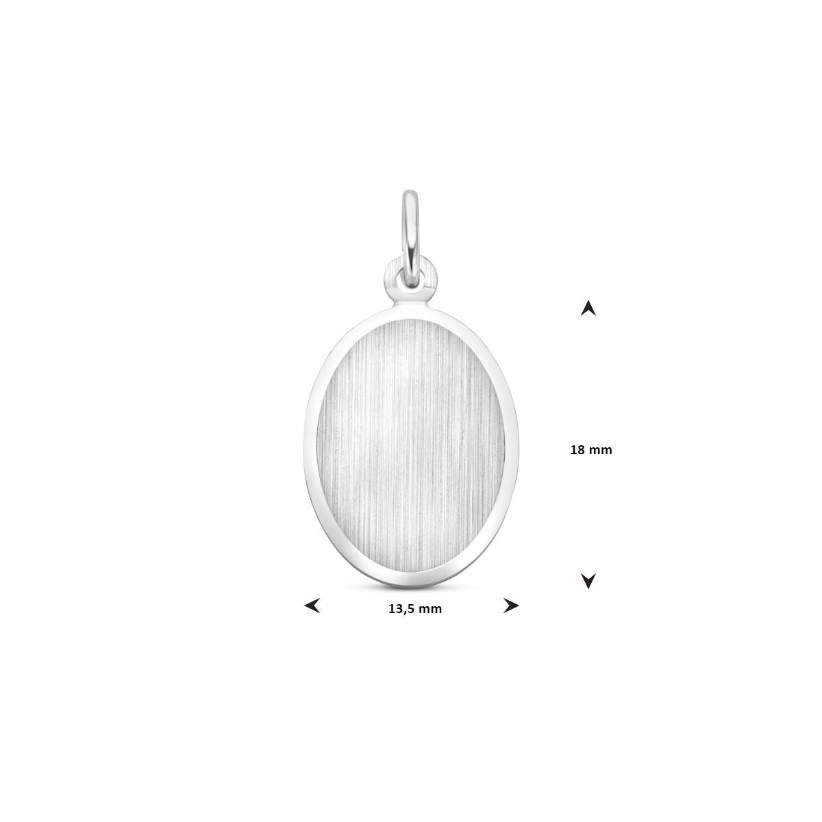 Ovale Gravur-Halskette aus Silber – rhodiniertes 925er Silber mit matter und diamantierter Oberfläche