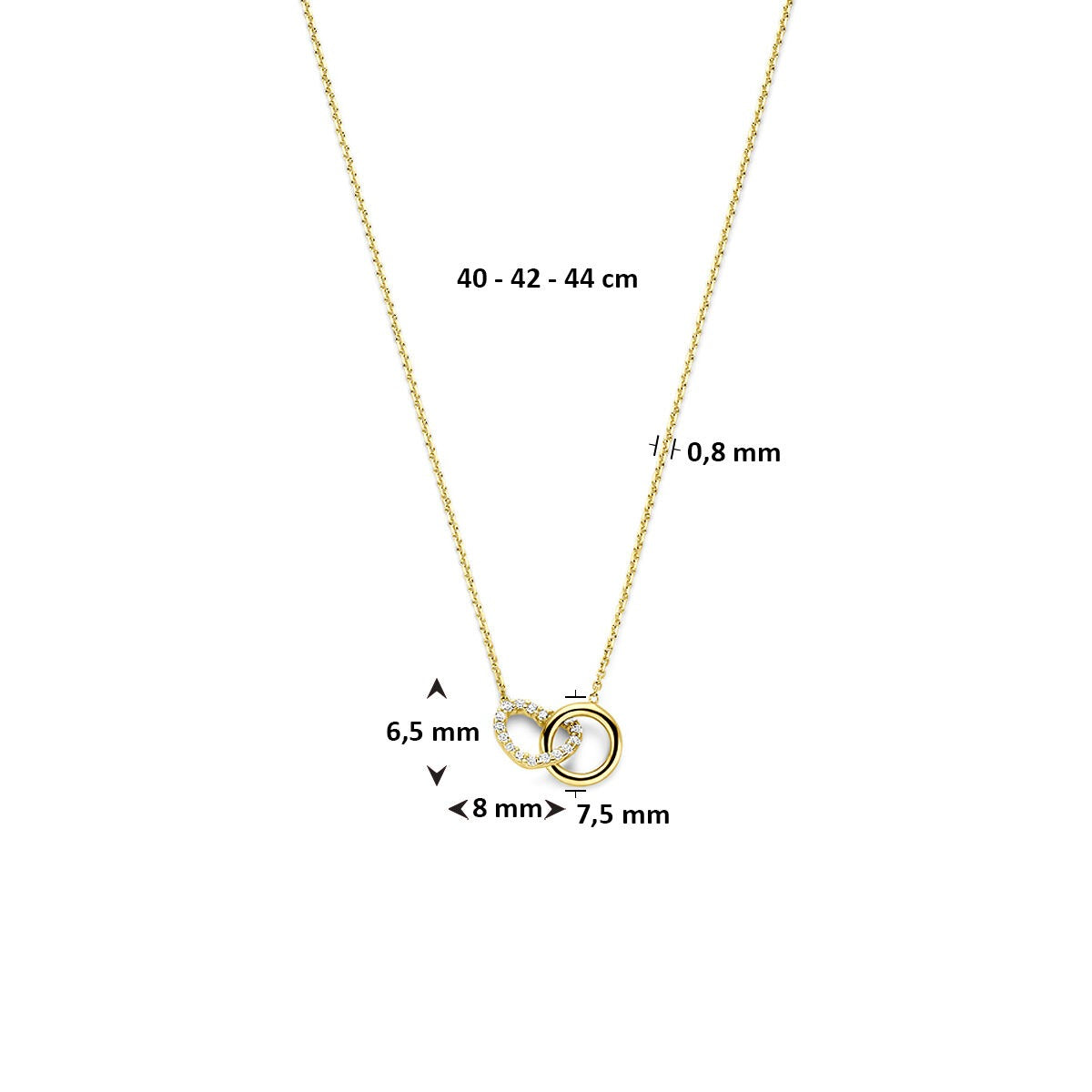 Goldhalskette 14k mit Herzchen und Zirkonia – Damen