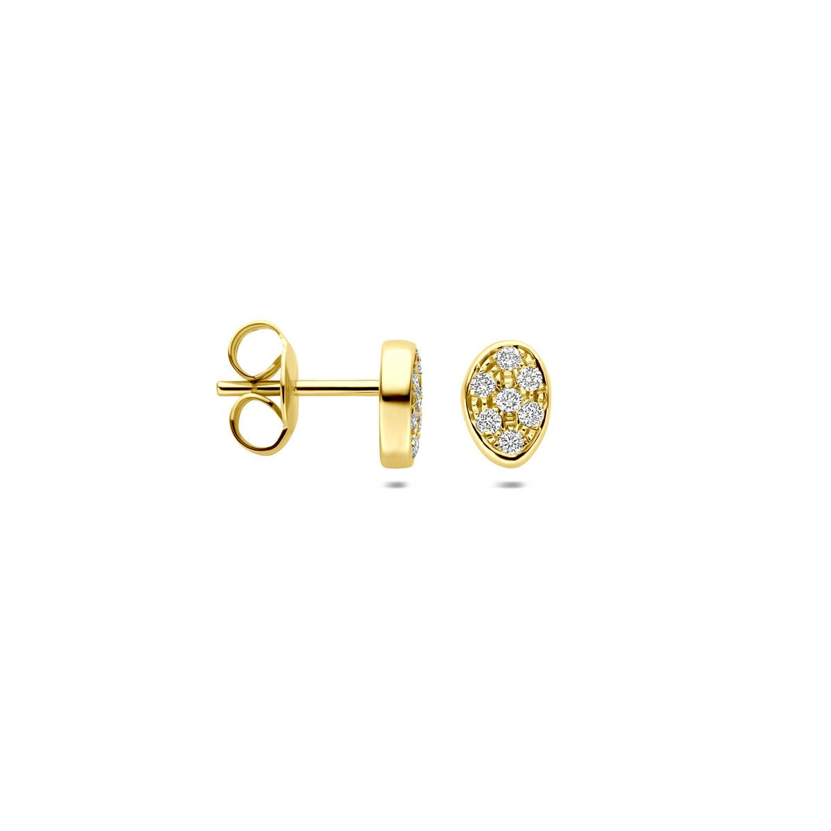14 Karat Gelbgold Ohrstecker mit pavé-gefassten Diamanten