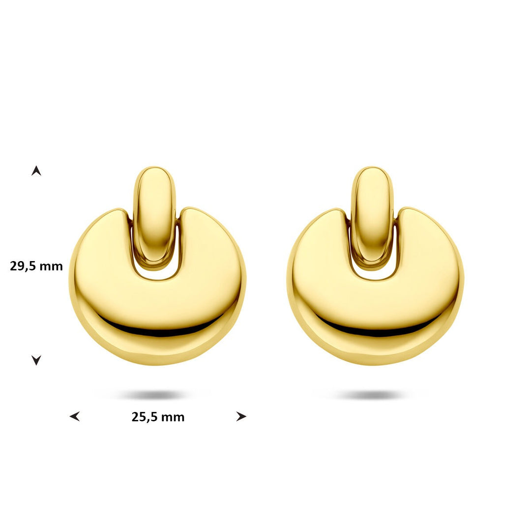 Stalen dames oorhangers geelkleurig met ion plating 29,5 mm