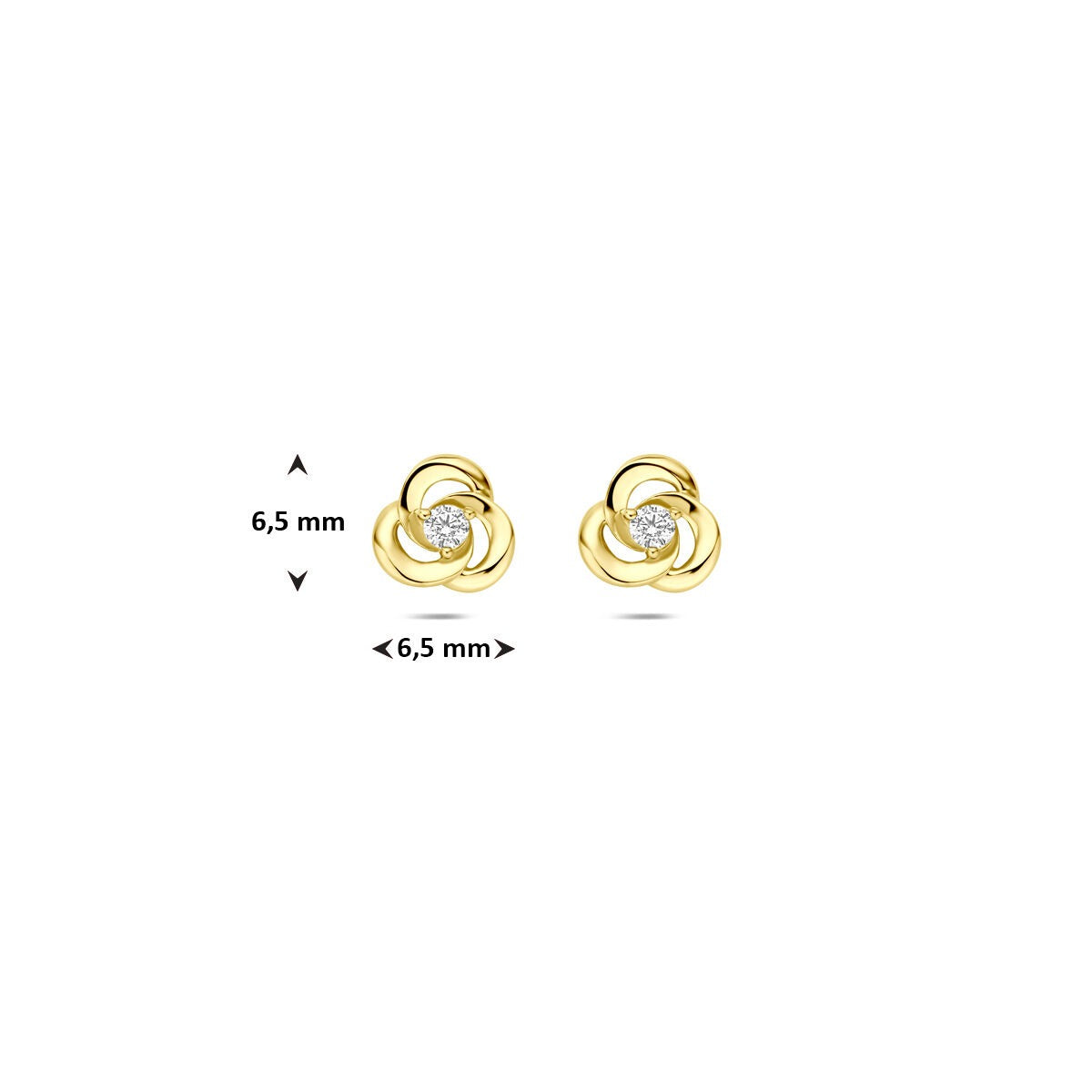 Gelbgold-Ohrstecker mit Zirkonia – 14 Karat, Solitärfassung