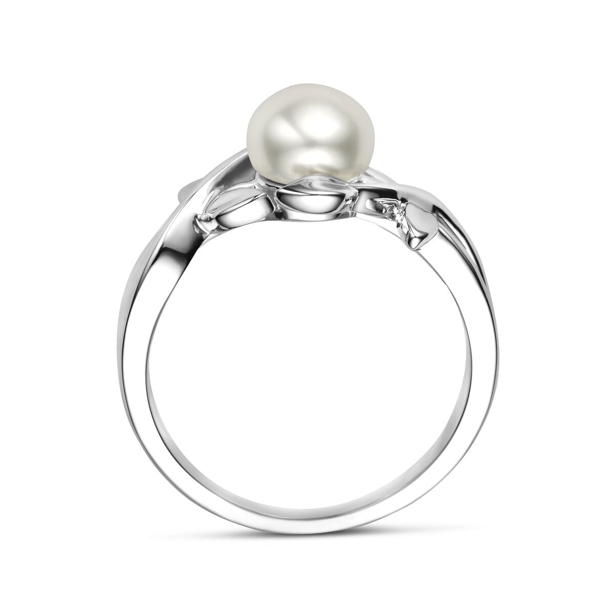 Silberring mit Perle – rhodiniert