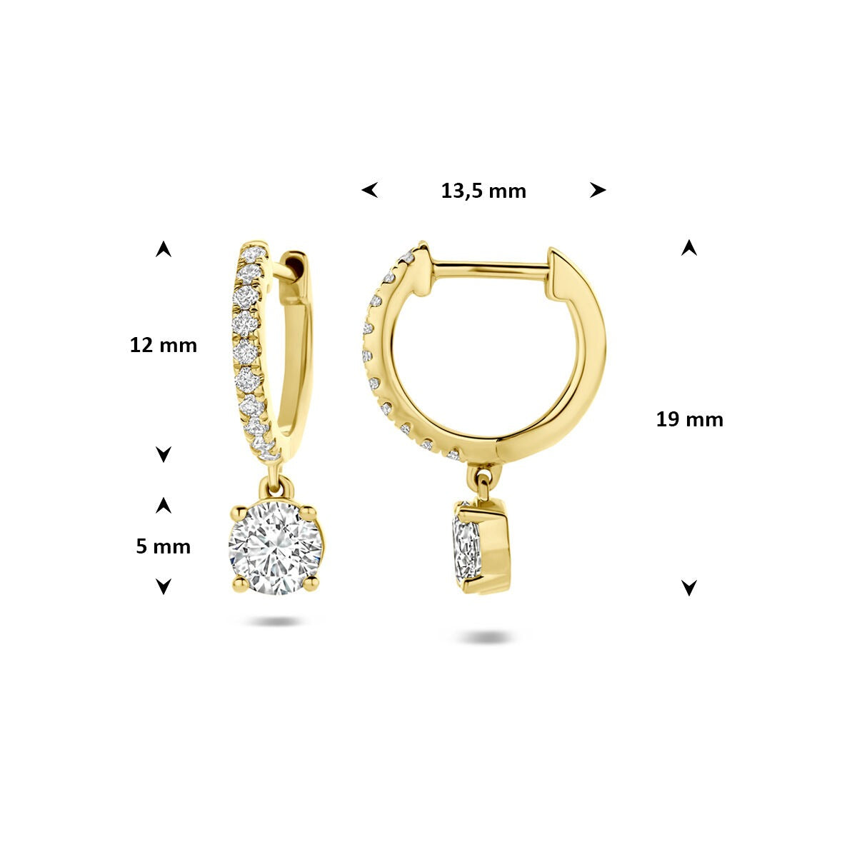 14K Gelbgoldohrringe mit im Labor gezüchtetem Diamanten 2.48ct