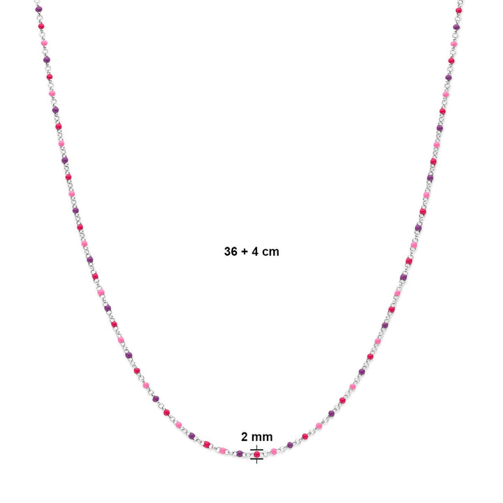 Halskette Kugeln aus farbigem Email 36 + 4 cm Silber rhodiniert