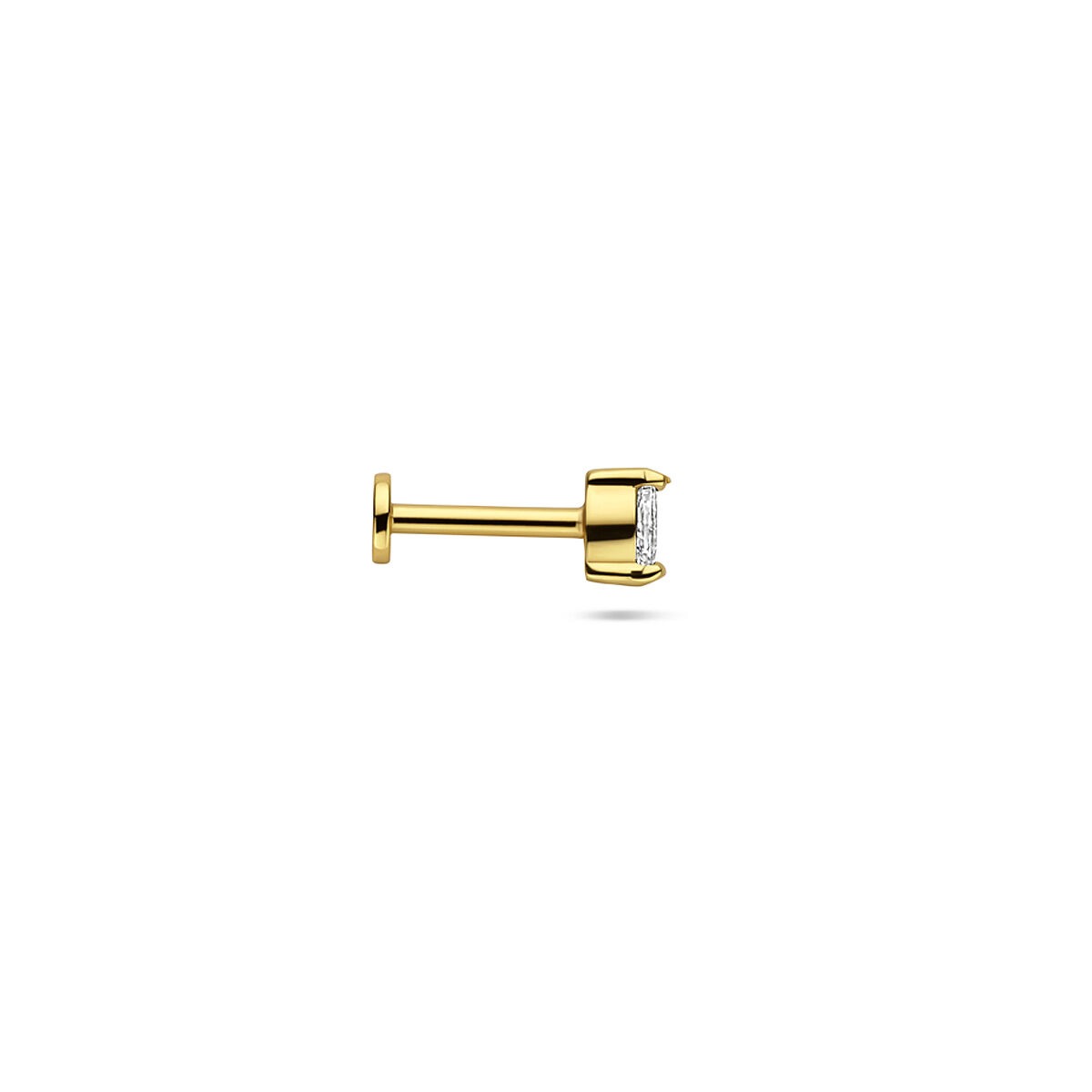 Vergoldetes Silber-Flat-Back-Piercing mit Zirkonia – dezenter Luxus mit Schraubgewinde