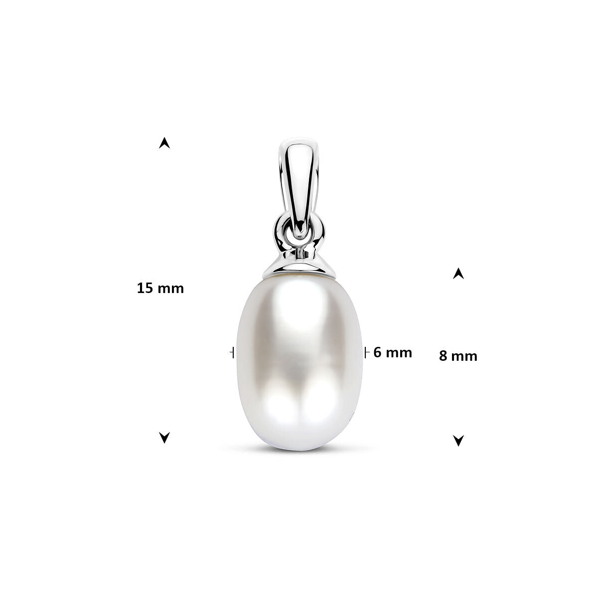 14k Weißgoldanhänger mit Süßwasserperle – oval