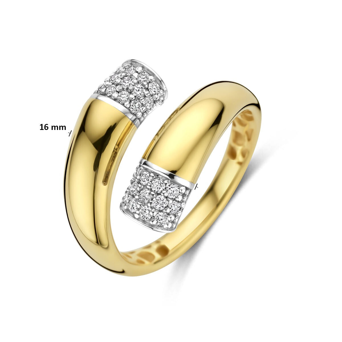 Damenring aus 14 Karat Bicolor mit Diamant – 16 mm breit